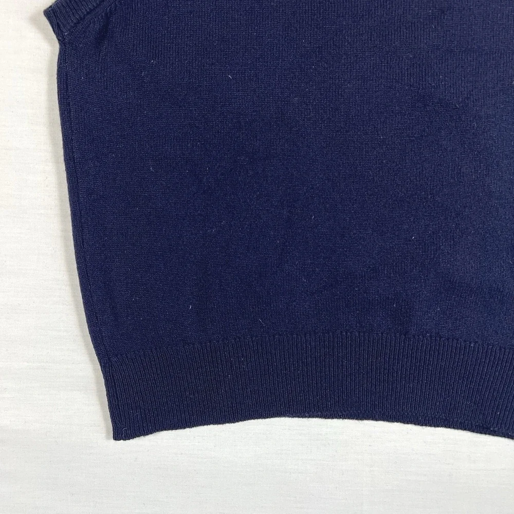 LL Bean Lambswool V Neck Vest Mens Medium Navy Made in Scotland Preppy Vintage